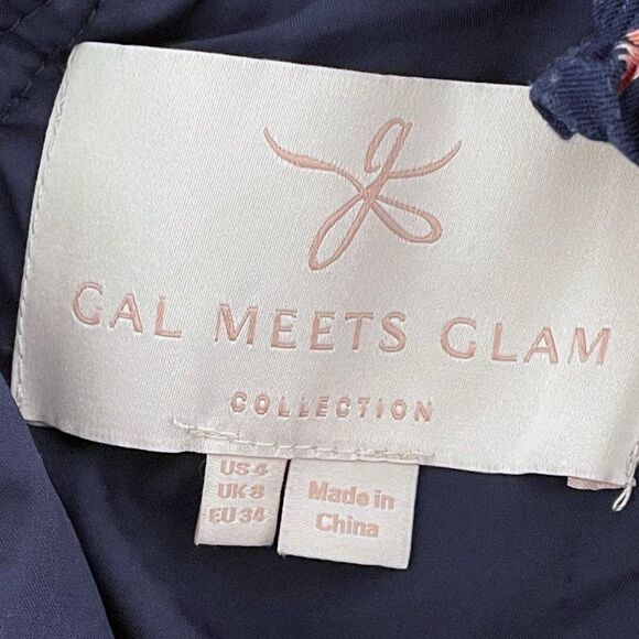 Gal Meets Glam Navy Wild Flower Print Wide Leg Pull On Cropped Jumpsuit 4 - Picture 14 of 15